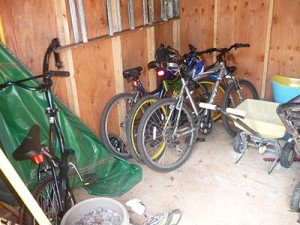 The bikes are ok but there is a tent in the corner and unused planters 